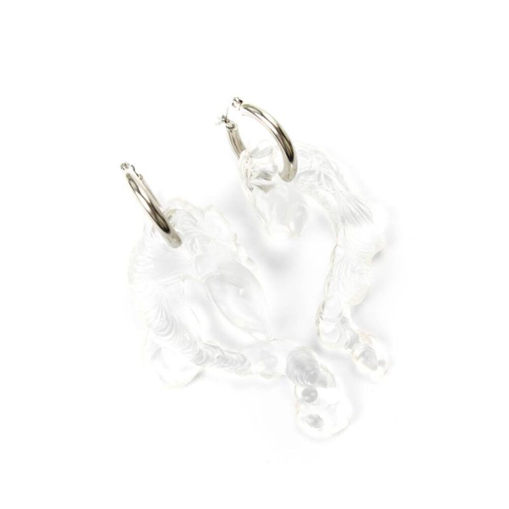 Vanessa Schindler Womens Stainless Steel + Clear Bioresin Hoop Earrings